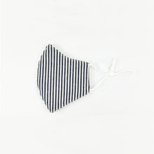 Load image into Gallery viewer, Premium Stitch Striped Navy / Organic White Denim Mask
