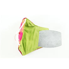 Load image into Gallery viewer, Premium Stitch Fuchsia with Gold Silk Mask