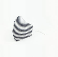 Load image into Gallery viewer, Premium Stitch Striped Navy / Organic White Denim Mask