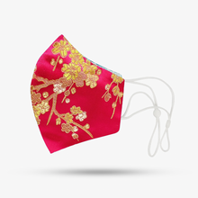 Load image into Gallery viewer, Premium Stitch Fuchsia with Gold Silk Mask