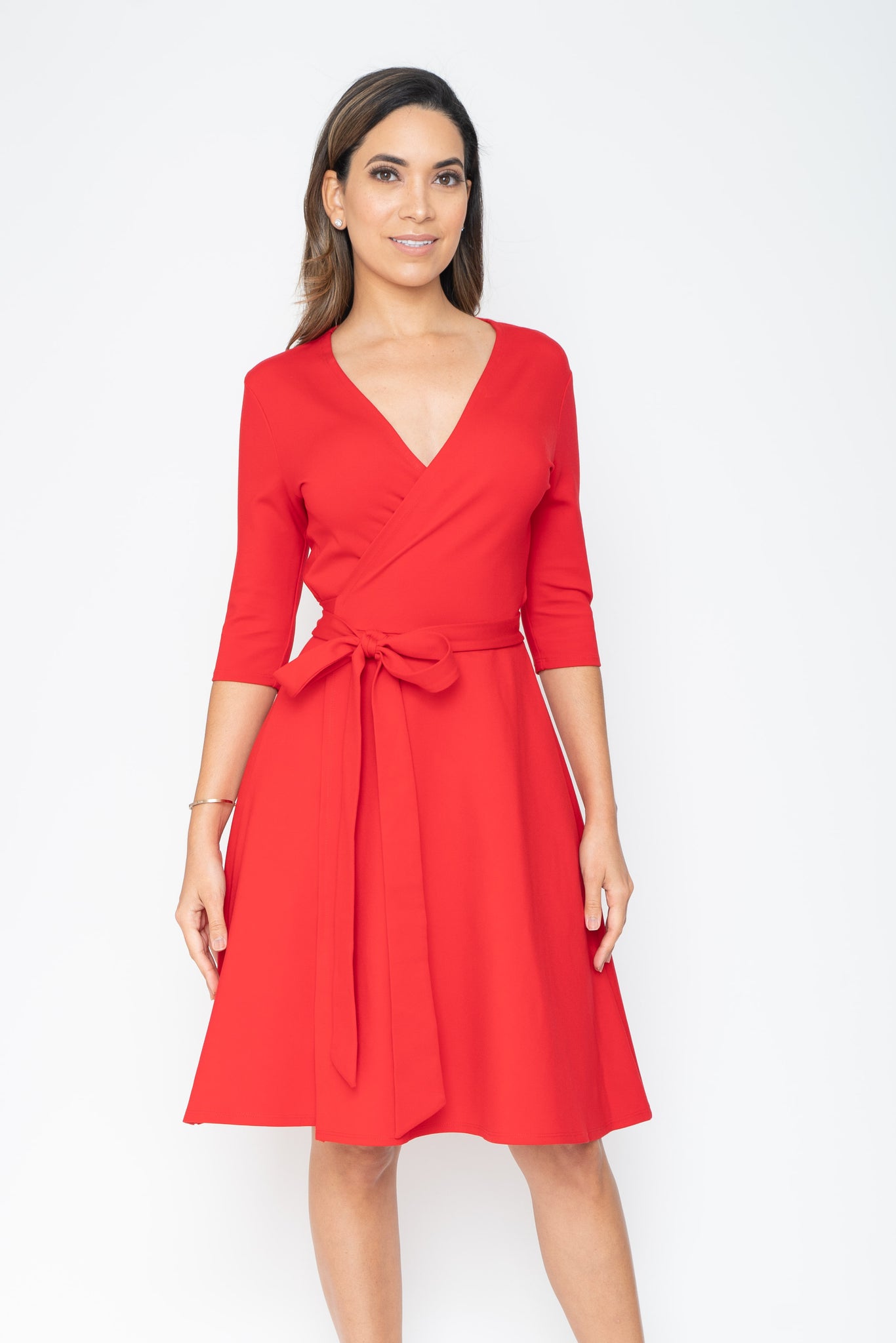 business casual wrap dress chouyatou Women Elegant Party Business Casual Dress Pencil Short Sleeve Wrap V Neck Bodycon Midi Dress (Small,Black) at Amazon Women's Clothing store