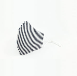 Premium Stitch Striped Navy / Organic White Denim Mask