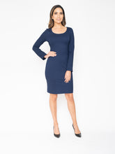Load image into Gallery viewer, Blue Long Sleeve Work Dress
